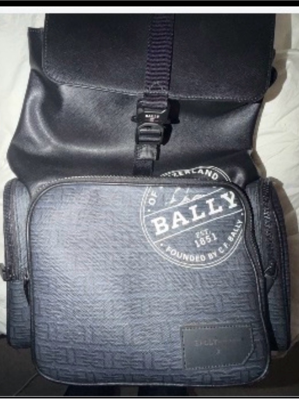 Bally Black Men's Leather Logo-Print Backpack